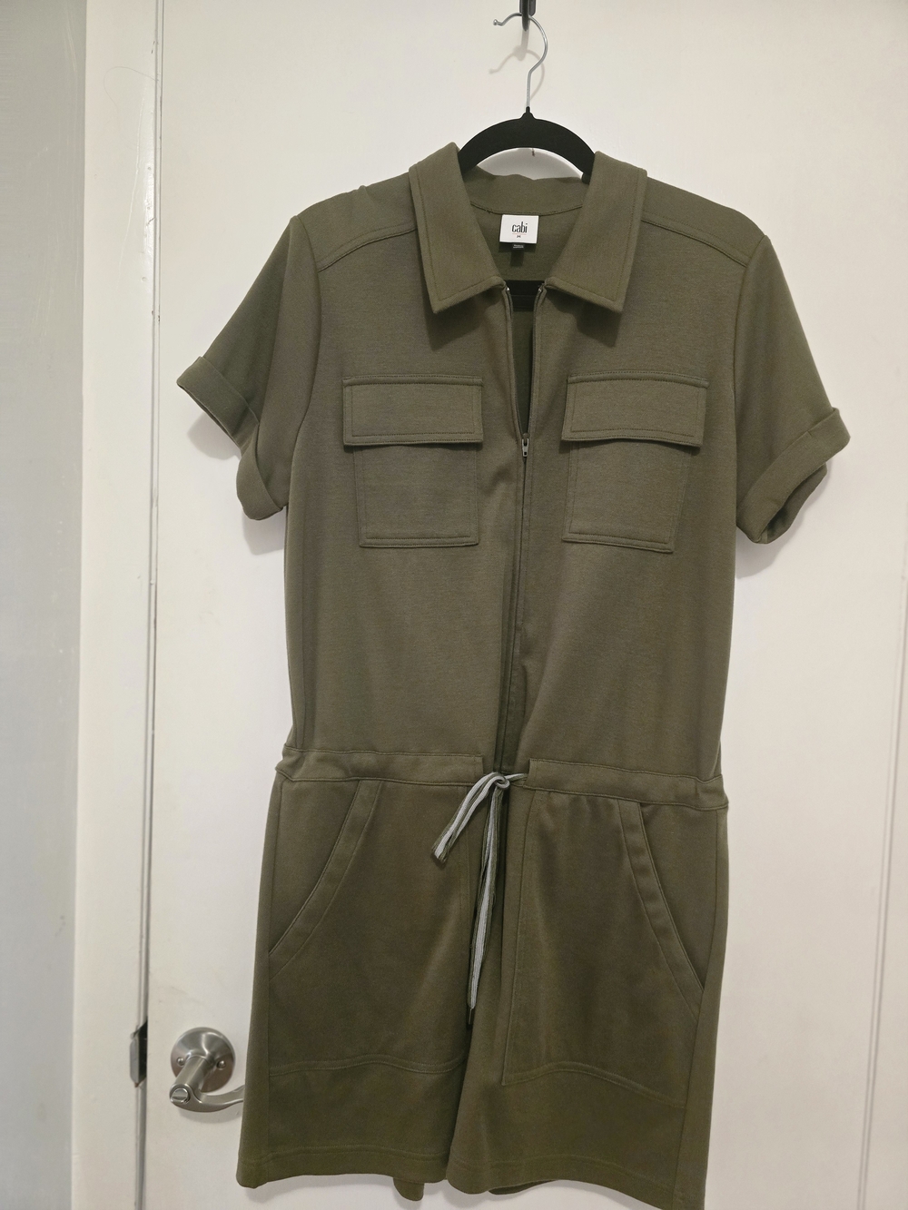 CAbi Olive Utility Zip Romper